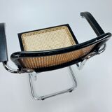 Tubular frame and cane cantilever arm chairs by Marcel Breuer, italy, 1970s