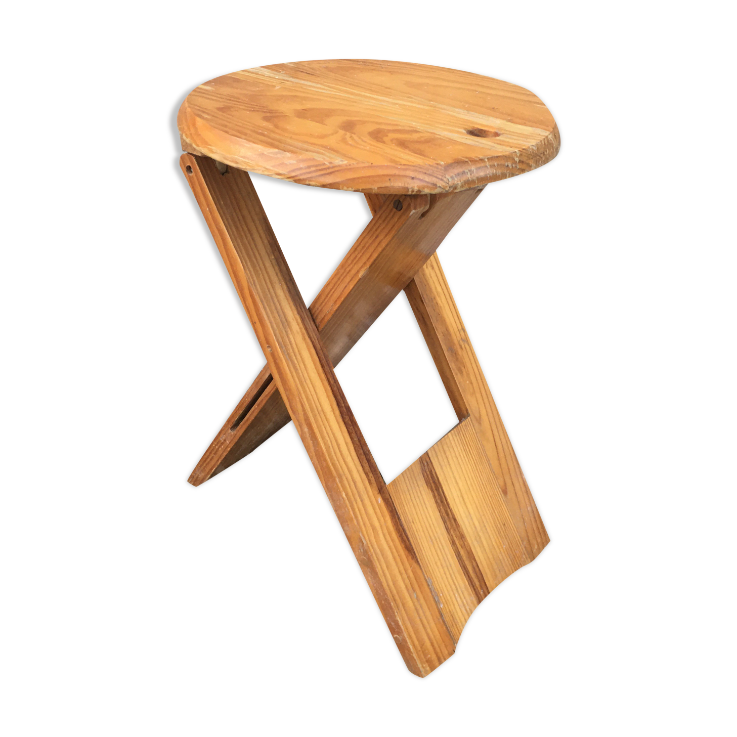 Tabouret pin massif pliable design Adrian Reed, modèle "suzy"