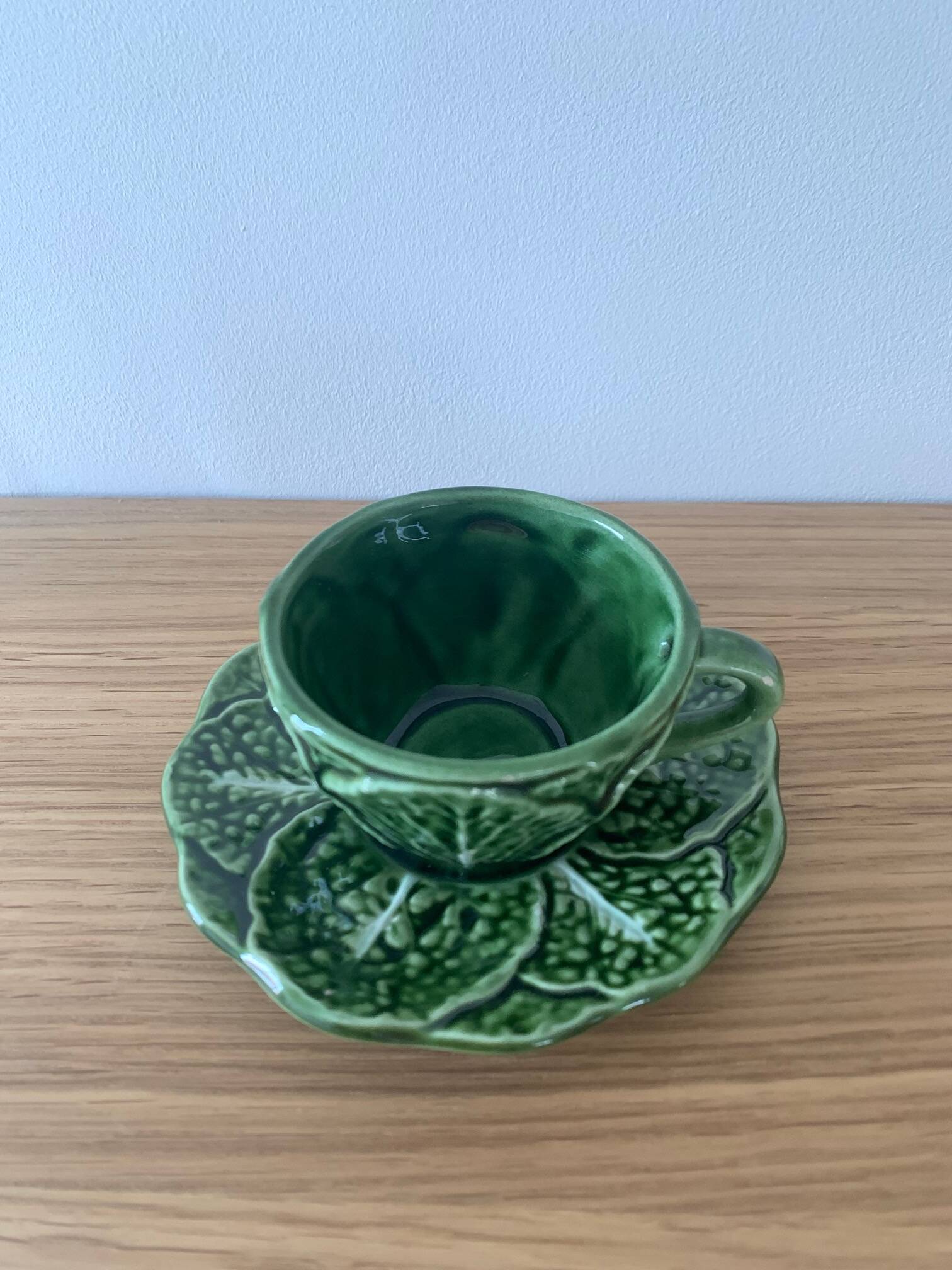 Cabbage coffee cup + saucer, Portugal