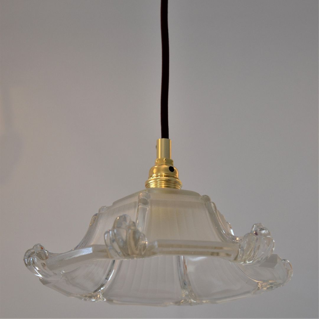 Two art deco glass hanging shape pagoda