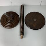 Brutalist Wood Turned Wine Press Side Table