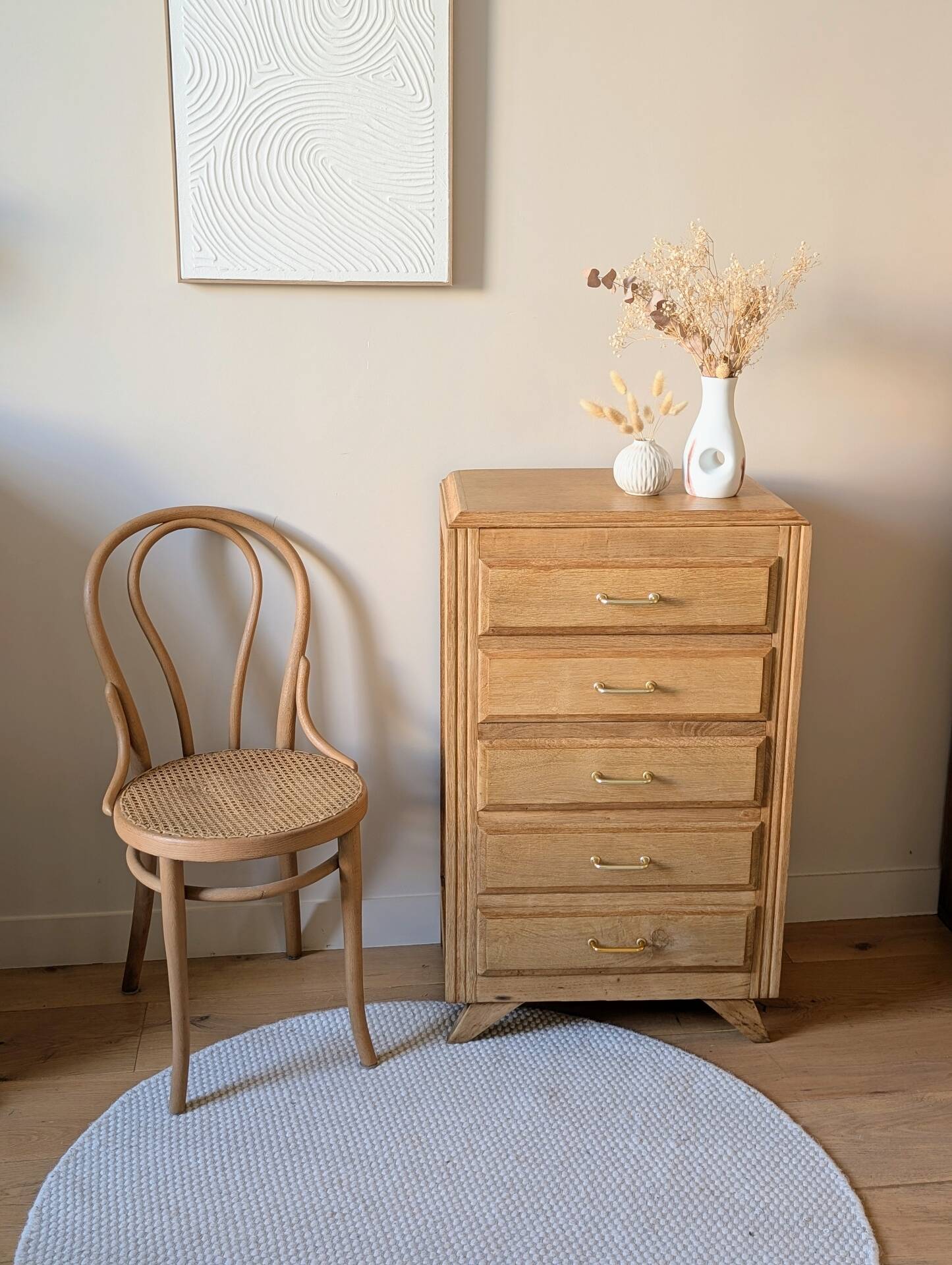 Chiffonnier vintage années 50 60 rénové pieds compas