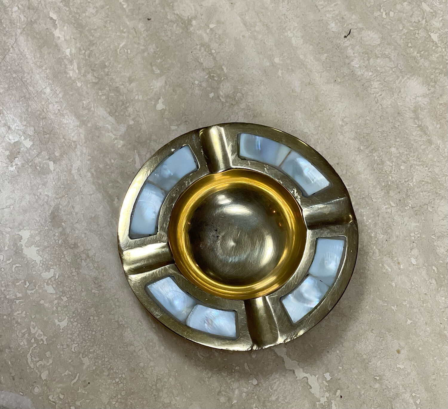 Ashtray brass and mother-of-pearl