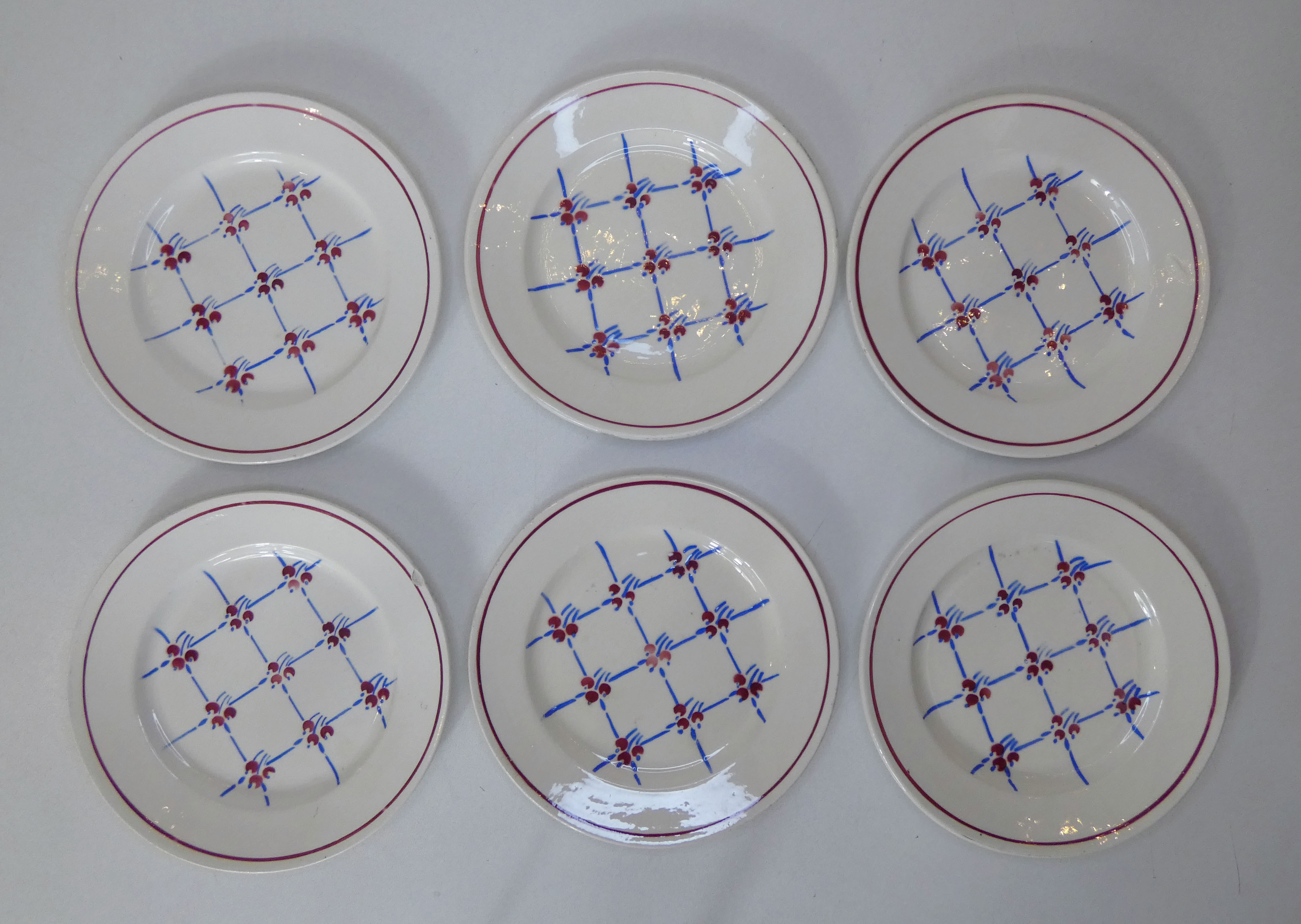 6 vintage Badonviller dessert plates