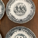 Servide 6 old dessert plates - proverbs and military - porcelain of gien