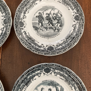 Servide 6 old dessert plates - proverbs and military - porcelain of gien