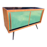 Sideboard with green sliding doors, circa 1950