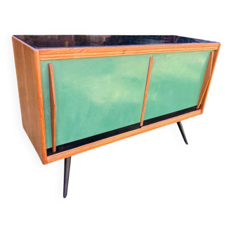 Buffet enfilade portes coulissantes vertes vers 1950