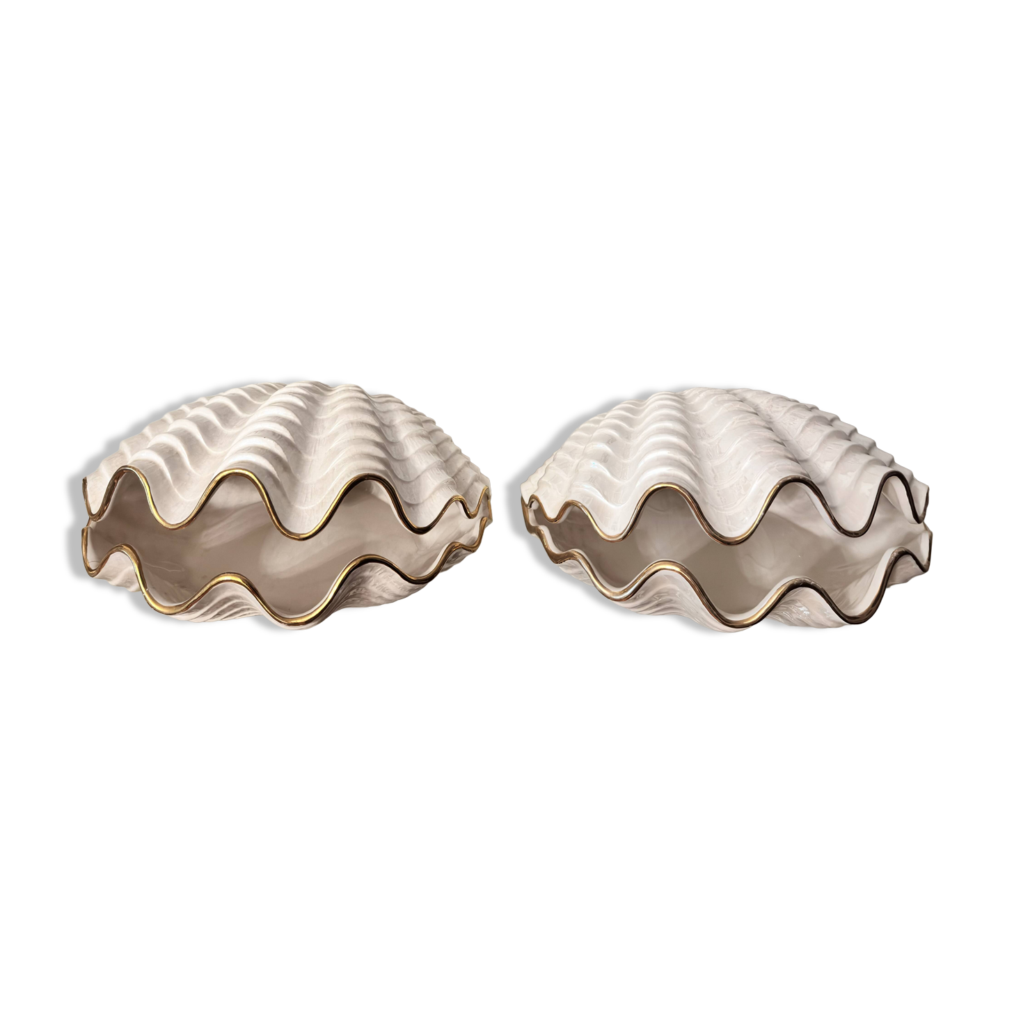 Paire de lampes en céramique nacrée en forme de coquillage, BON DÍA, années 60