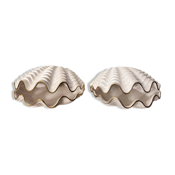 Pair of pearlescent ceramic lamps in the shape of a shell, GOOD DAY, 1960s