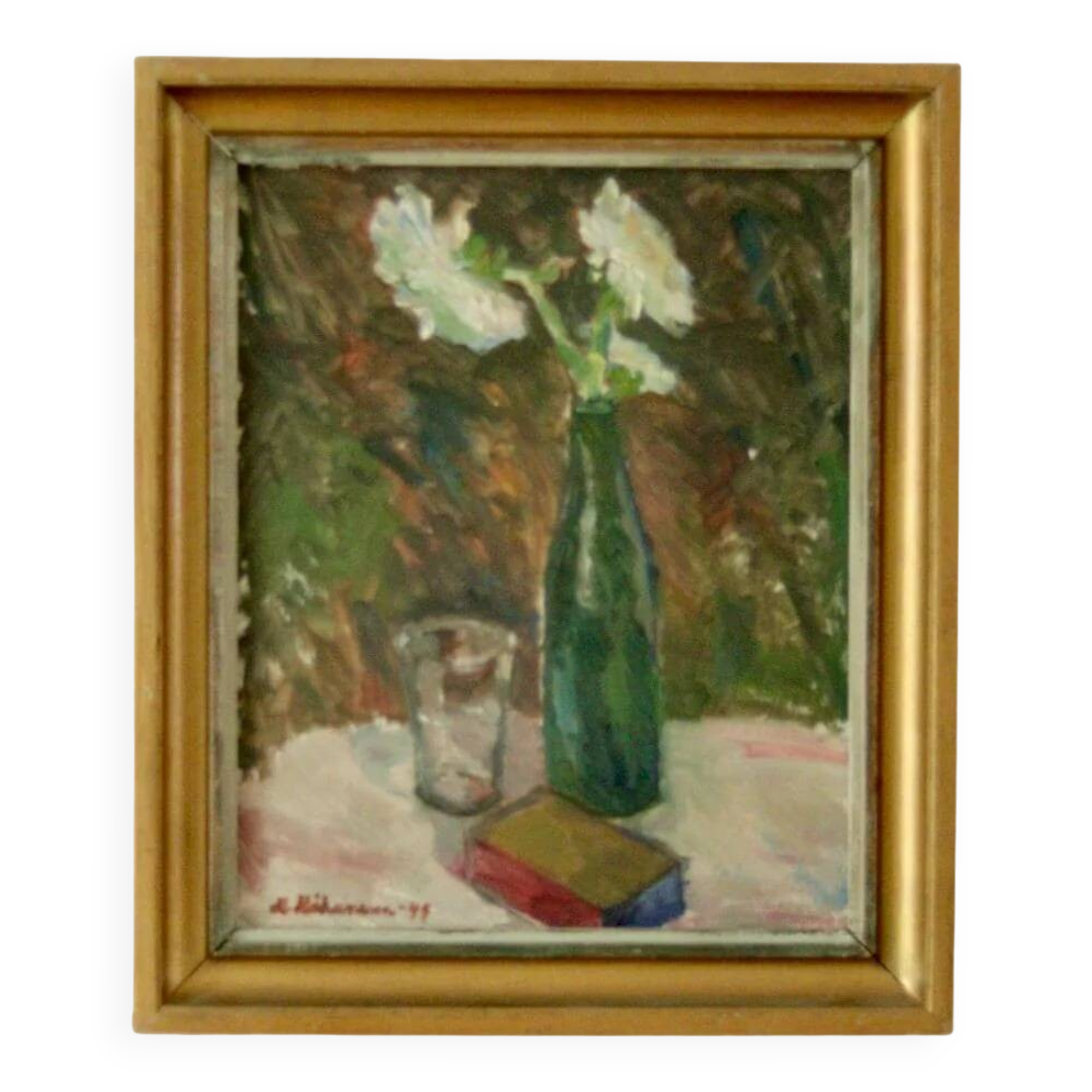 Original vintage still life – vase of flowers