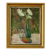 Nature morte vintage originale – vase de fleurs
