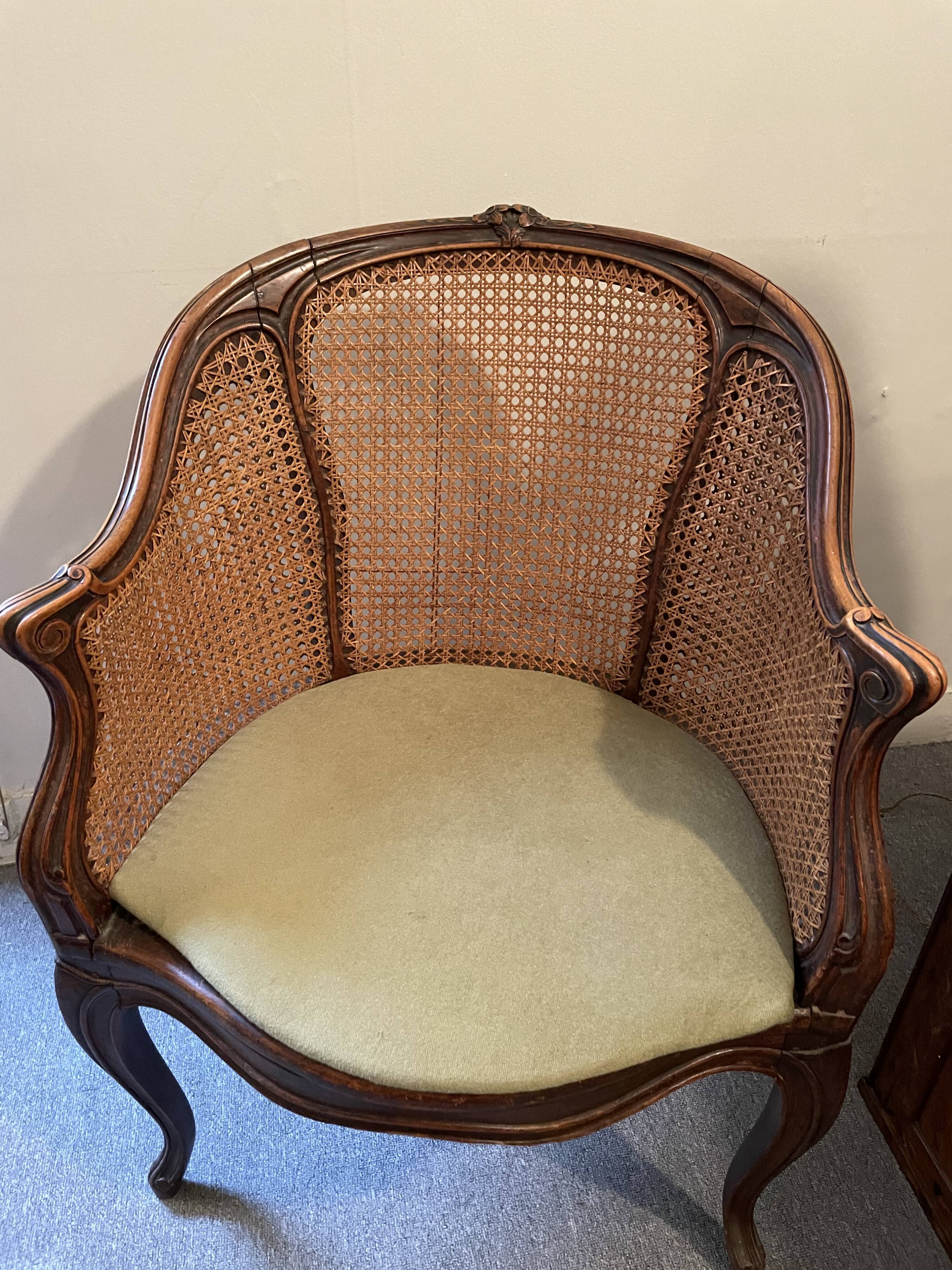 Office chair Louis XV canné 19e
