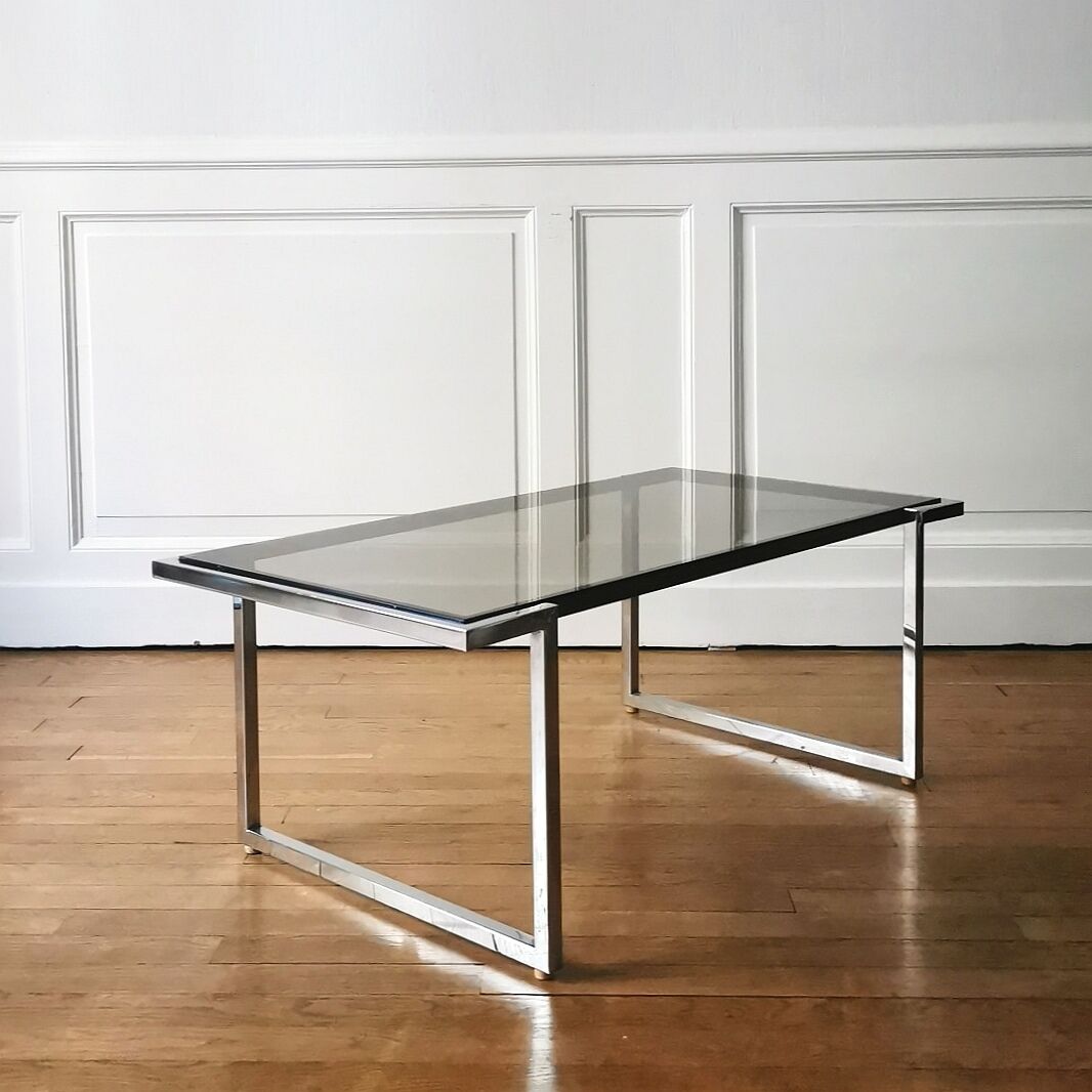 Coffee table chrome and glass, 1970