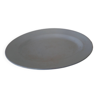 Plat ovale ancien Terre de Fer, grand plat de service en porcelaine opaque de LUNÉVILLE XIXe s.