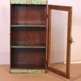 old Art Deco wall display case in original green teak