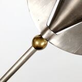 Pair of postmodern 1980s candlesticks, stainless steel and brass