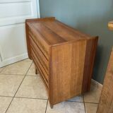 Vintage rattan and oak chest of drawers from the 1960s