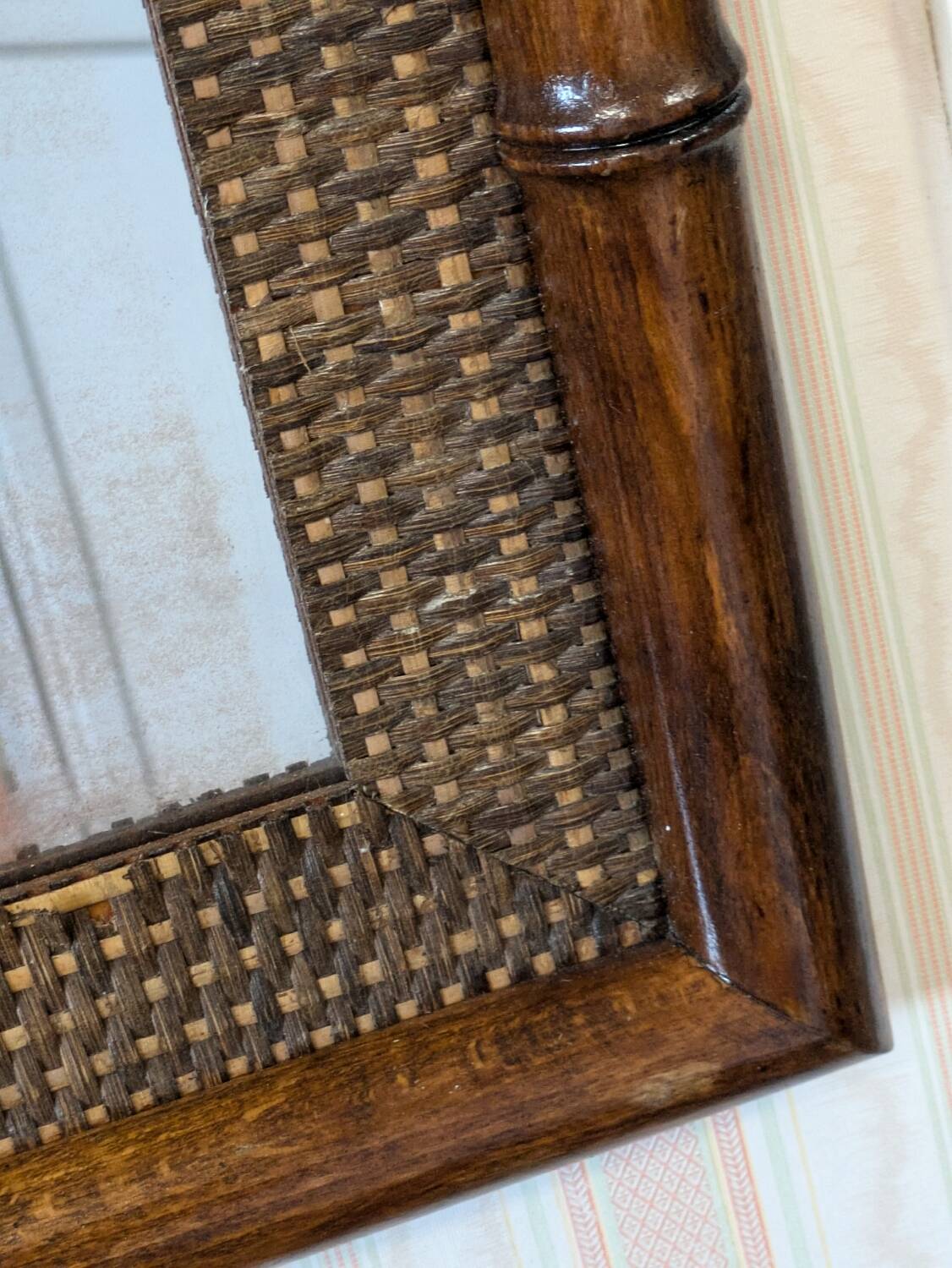 Bamboo rattan mirror