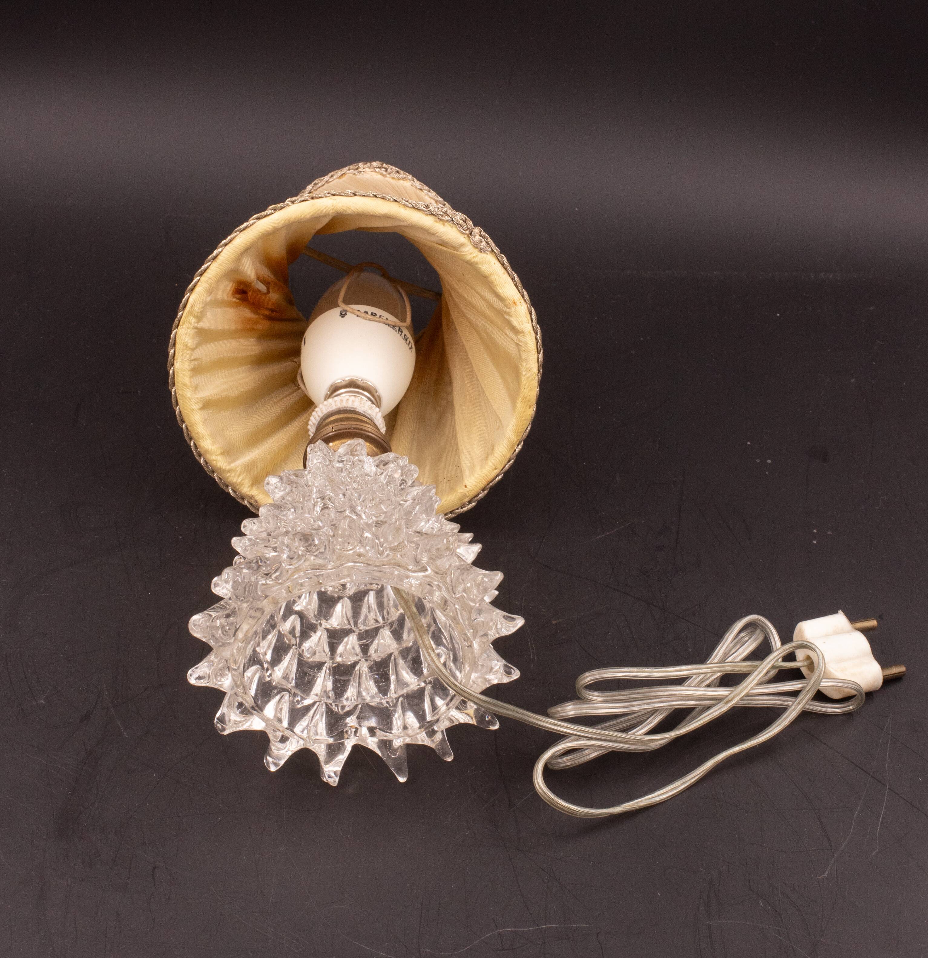 Lampe de table dans un vase en verre de murano rostrato pour barovier & toso, années 1940