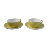 Lot 2 tea cups and yellow vintage saucer - Digoin Sarreguemines