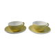 Lot 2 tea cups and yellow vintage saucer - Digoin Sarreguemines