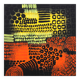 Orange, black and yellow abstract acrylic painting on stretched canvas
