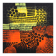 Orange, black and yellow abstract acrylic painting on stretched canvas