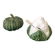 Saucière or condiment pot in cabbage-shaped slip, ceramic spoon