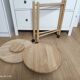 Vintage round service with foldable honey wooden wheels with 2 retractable trays (1 turn)