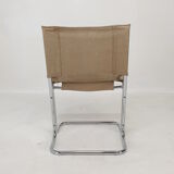 Set of 2 italian canvas and chromed metal chairs, 1970's