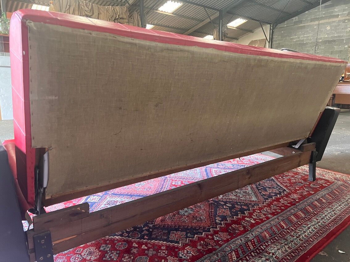 Vintage Daybed sofa bed from the 60s in red and black skaï