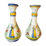 Pair of Quimper earthenware vases