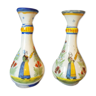 Pair of Quimper earthenware vases