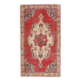 Tapis turc Oushak fait main en laine et coton rouge 130x240