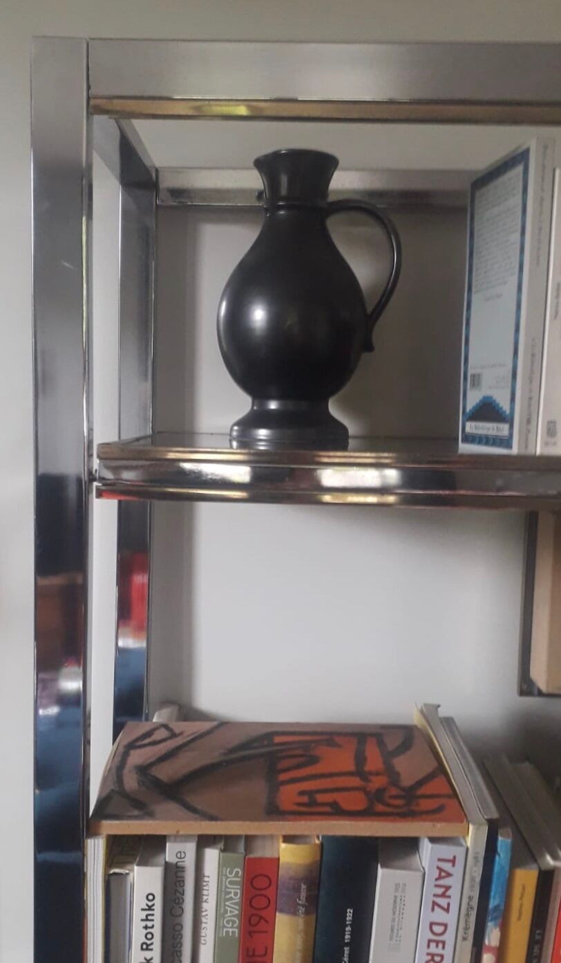 Bibliothèque à étagères des années 70 en métal chromé et doré