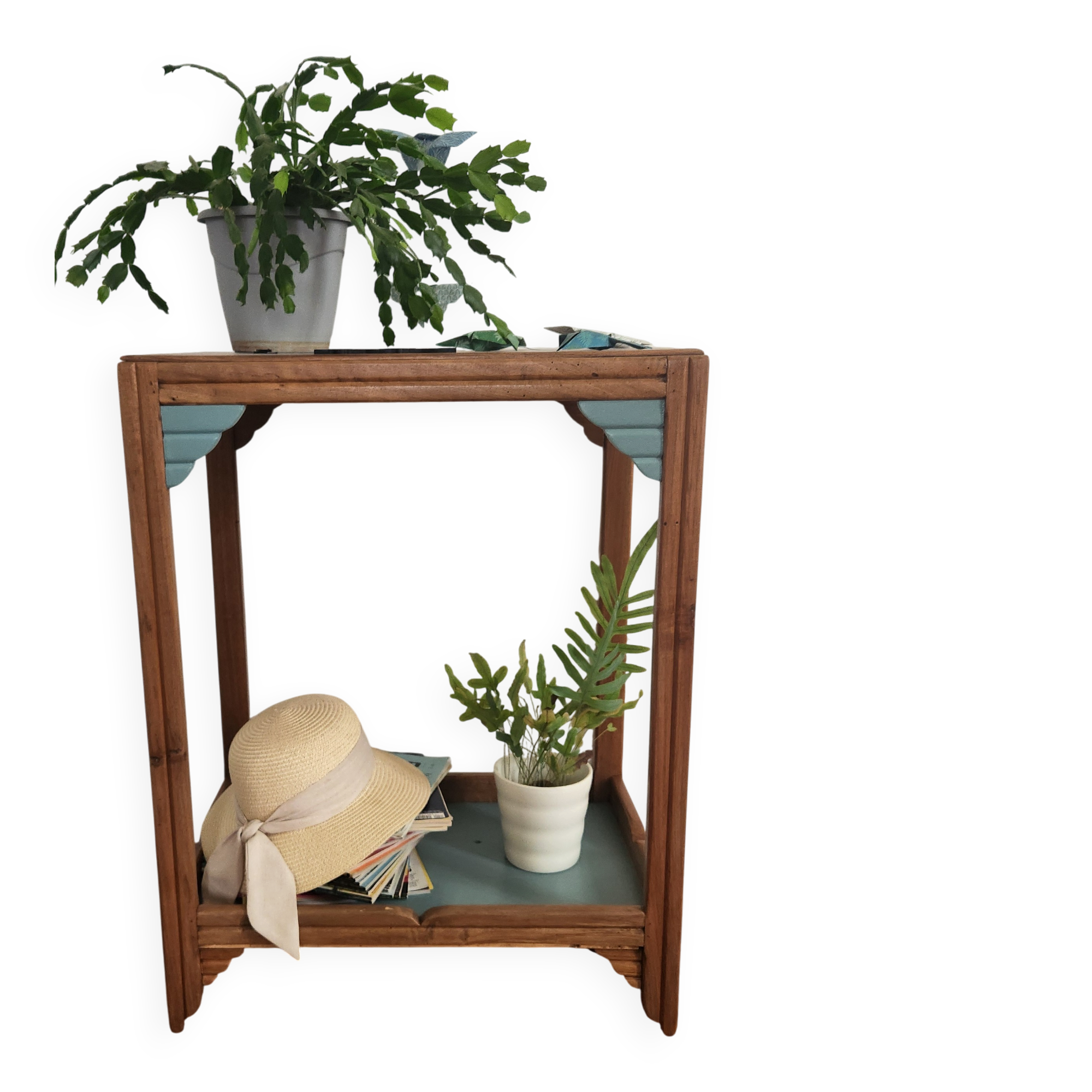 Art Deco side table with 2 sculpted tops