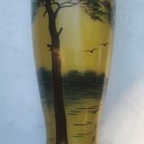 Vase with lake decoration signed Michel