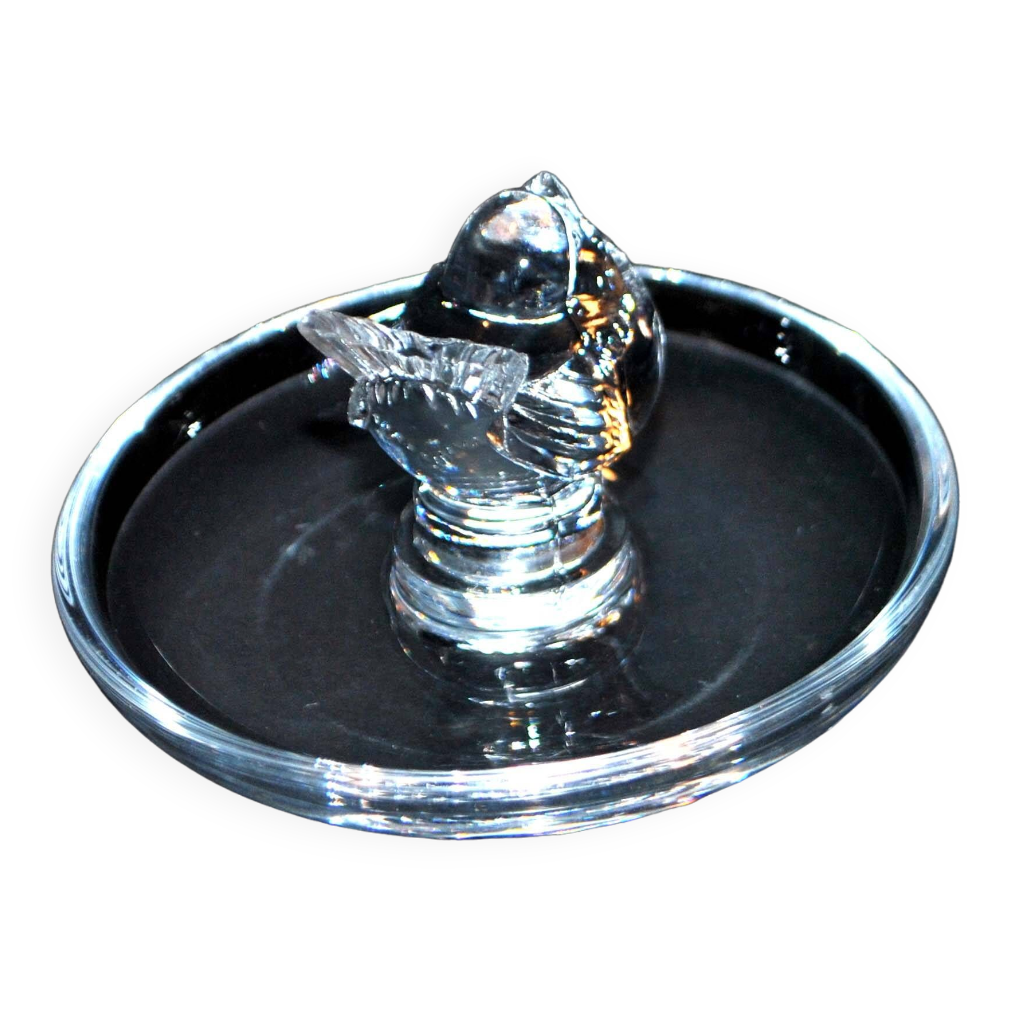 Lalique ring cup with birds in sparrow crystal unsigned