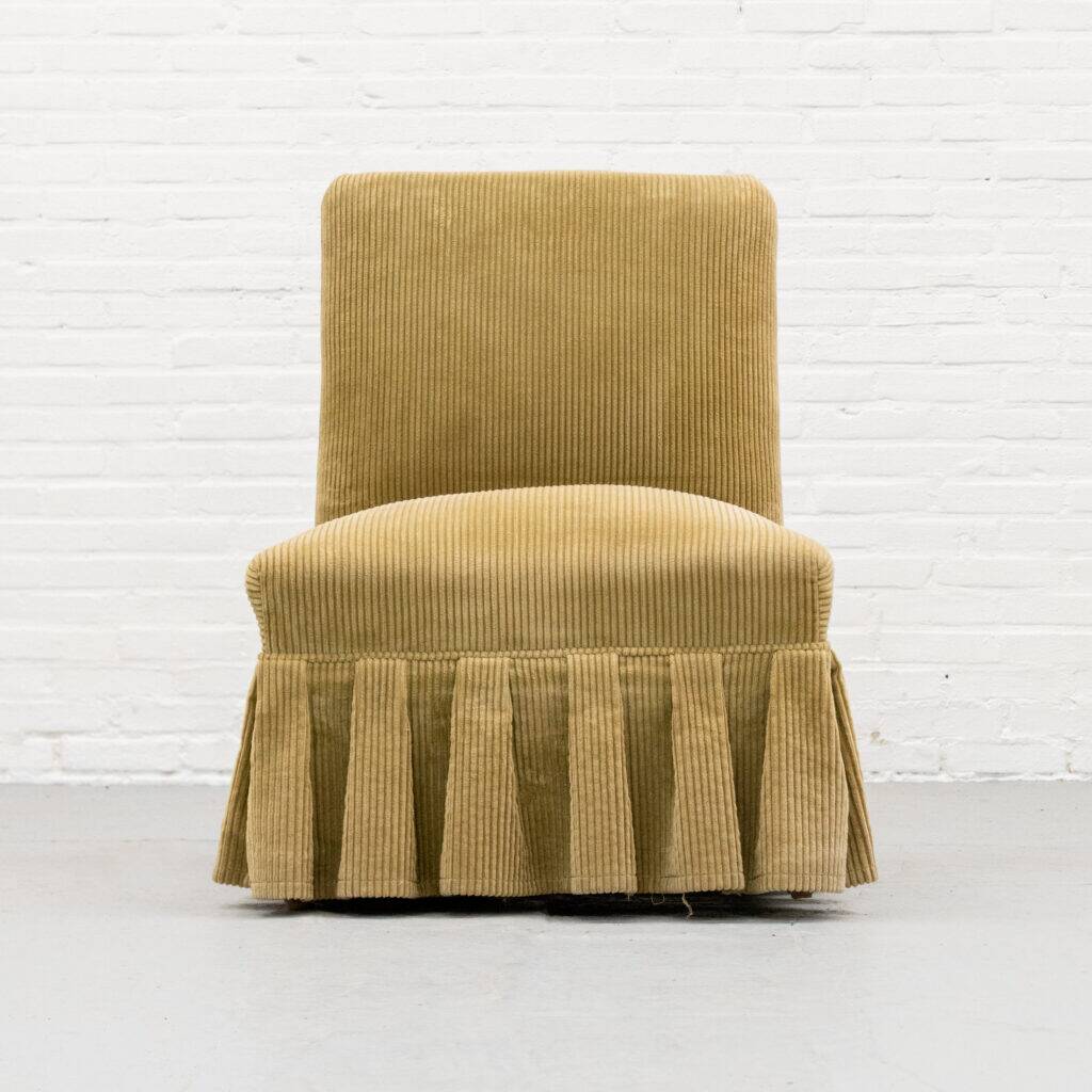 Beige corduroy crapaud lounge chair 1960s