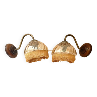 Pair of fringed sconces