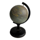 Miniature Green Paper-Covered Globe with Metal Base and Meridian — Made in England