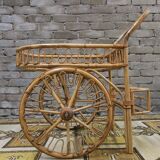 Bamboo and rattan bar cart, 1950