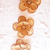 3 hanging lamps in rattan 1980s, rattan and braiding