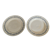 Pair of flat plates in Gien iron earthenware, Austerlitz decor