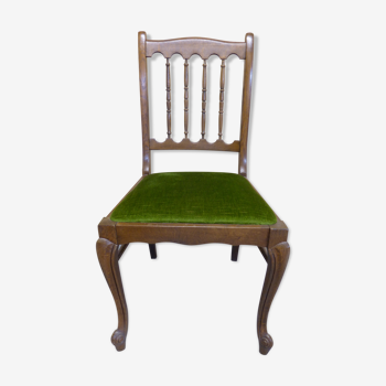 Green wood and velvet chair