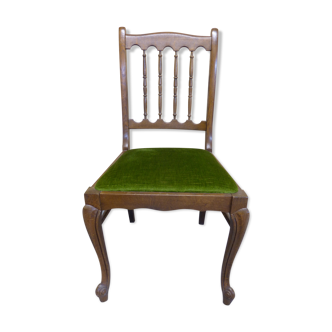 Green wood and velvet chair