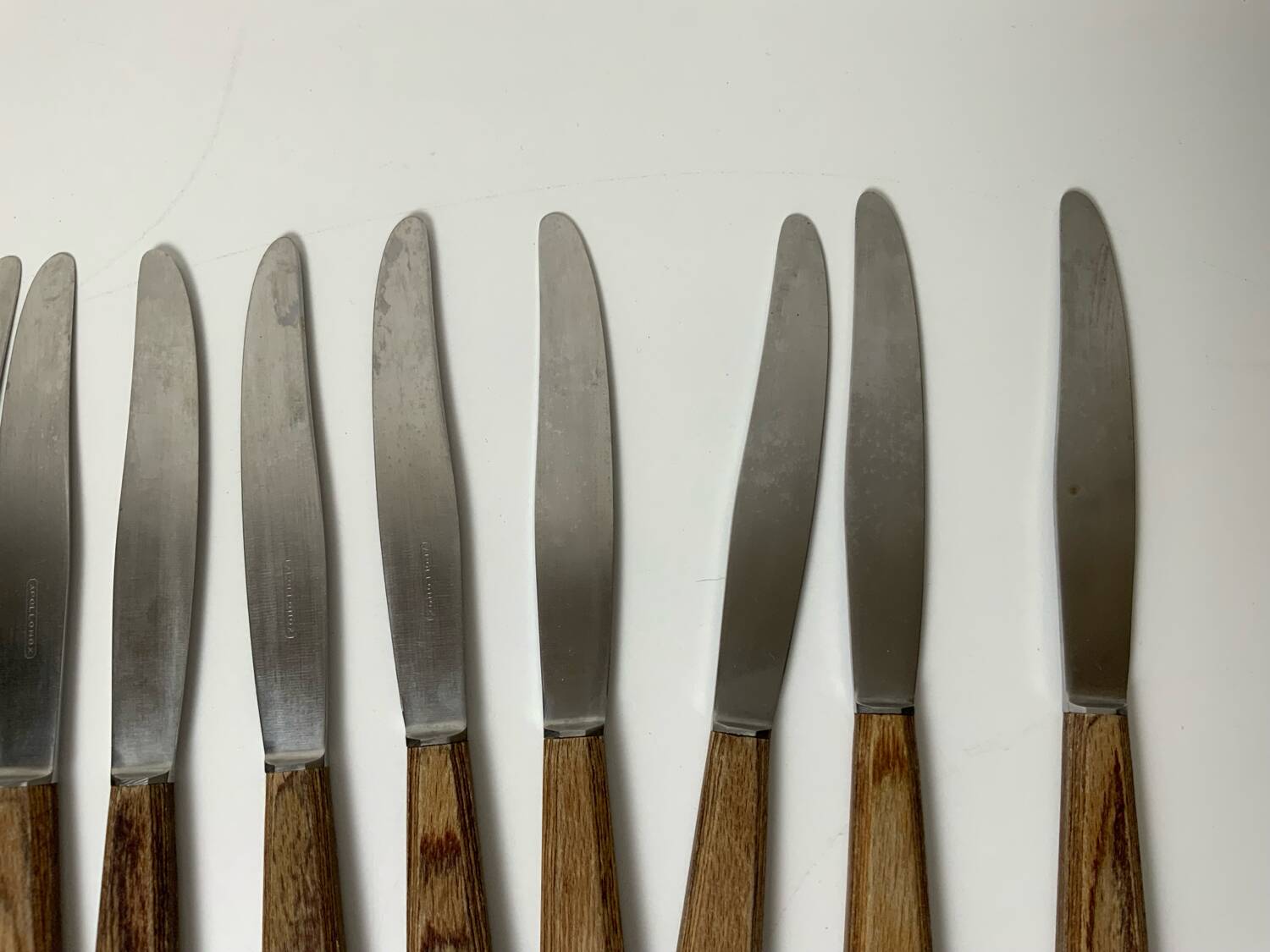 12 wooden handle knives