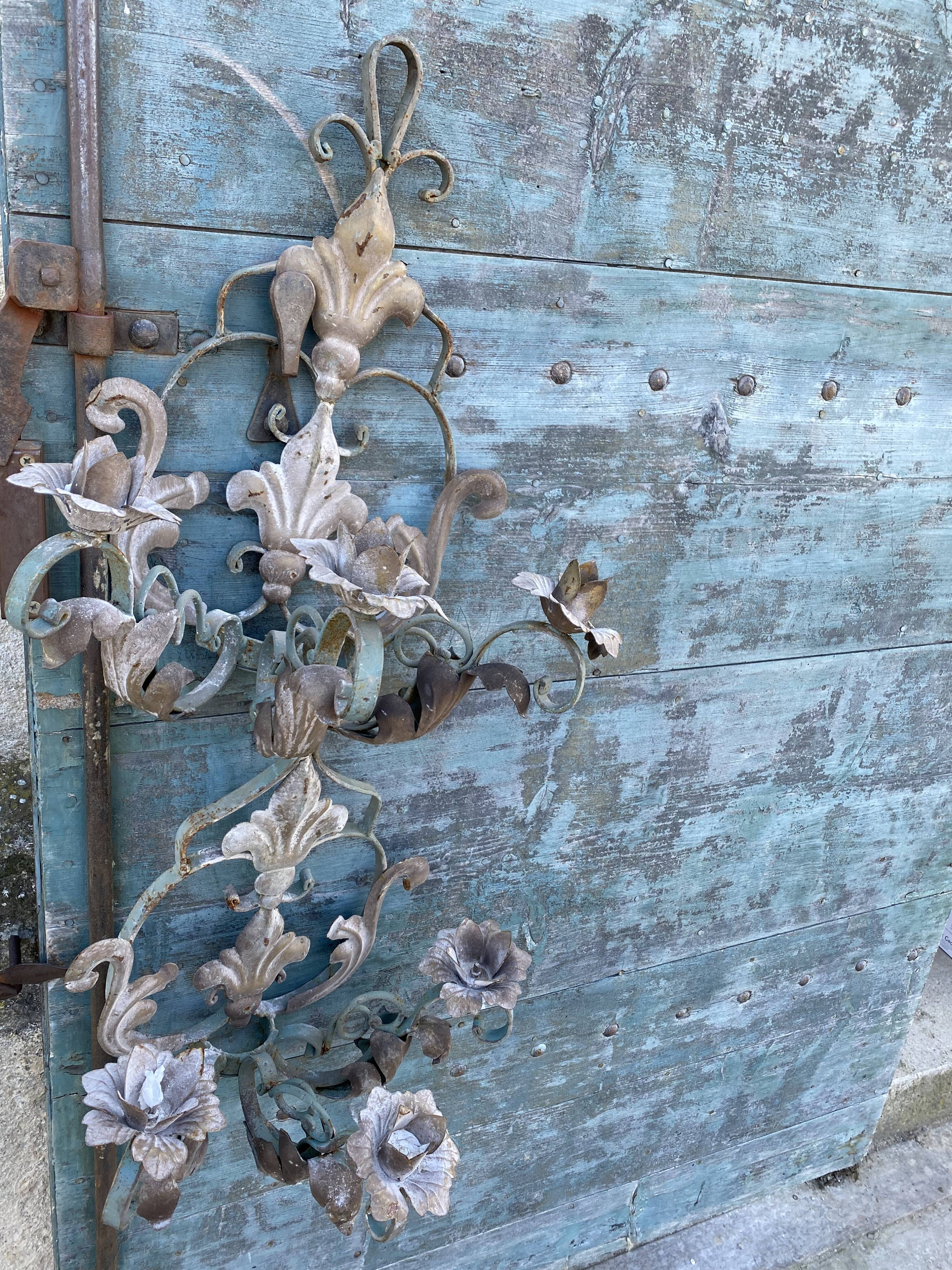 Pair of wrought iron wall lamps 1940