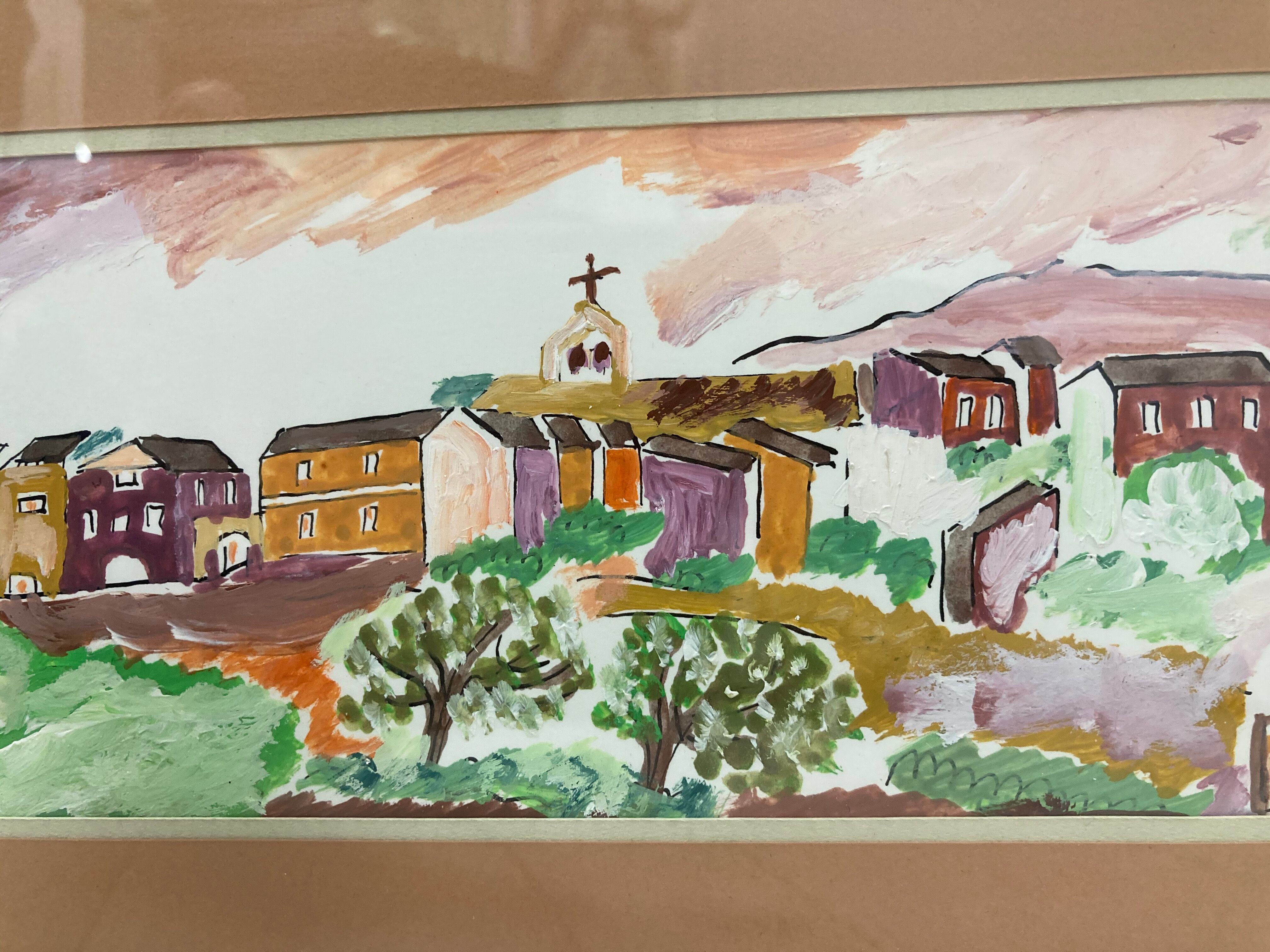 Framed landscape painting